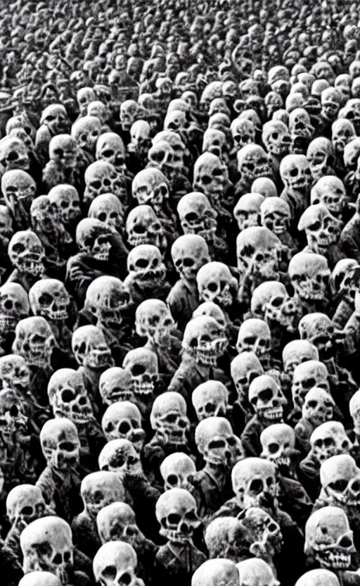 Image similar to mao zedong driving a crowd of skeletons