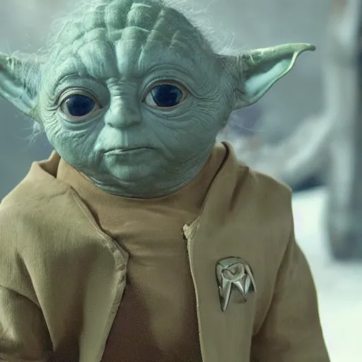 Image similar to yoda in a star trek movie, realistic details, movie shot, 8k