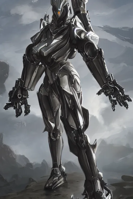 Image similar to giant stunning mechanical robot warrior, on the battlefield, detailed sleek silver armor, epic proportions, epic scale, highly detailed digital art, macro art, warframe fanart, destiny fanart, anthro, giantess, macro, deviantart, 8k 3D realism