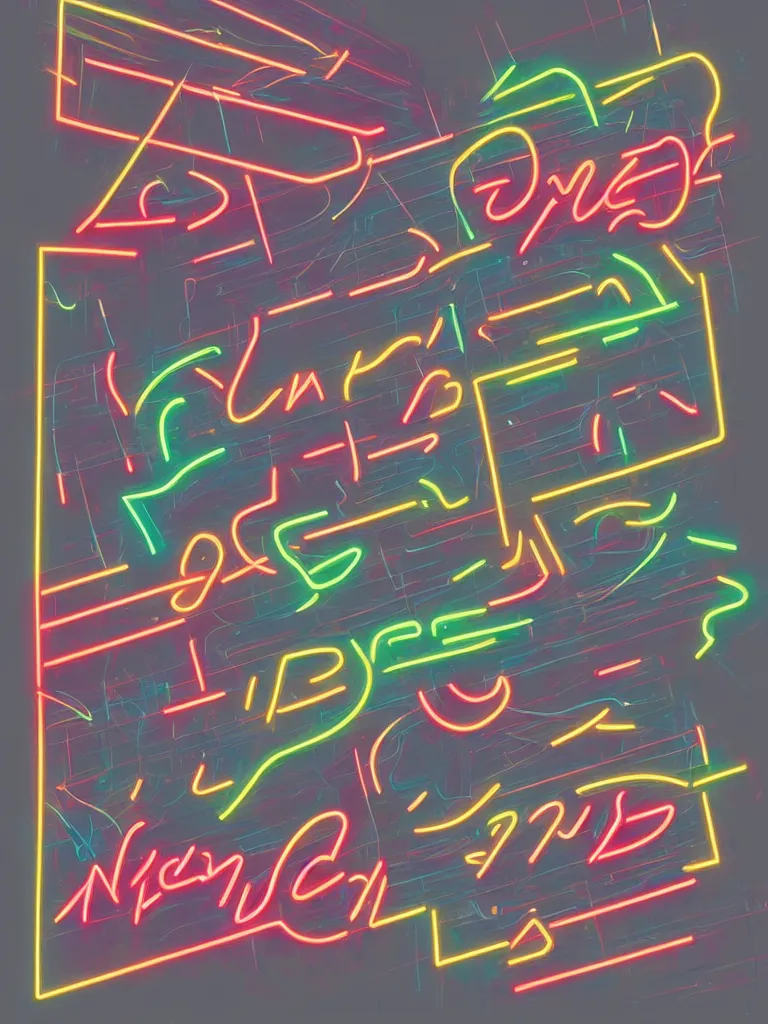 Image similar to neon word signs by disney concept artists, blunt borders, rule of thirds