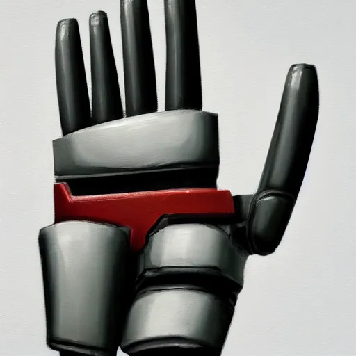 Prompt: closeup painting of wounded robotic hand, thumbs up, asymmetrical, trending on artstation