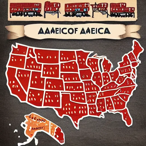 Prompt: map of America made of sausages