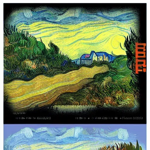 Image similar to grand theft auto ( gta ) landscape in the style of vincent van gogh, trending on artstation