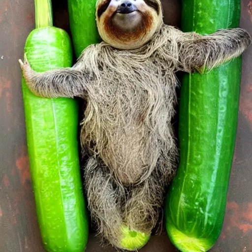 Prompt: sloth as cucumber