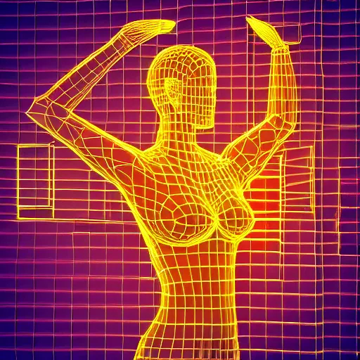 Image similar to 3 d neon art of a womens body, hyper detailed, 3 d render