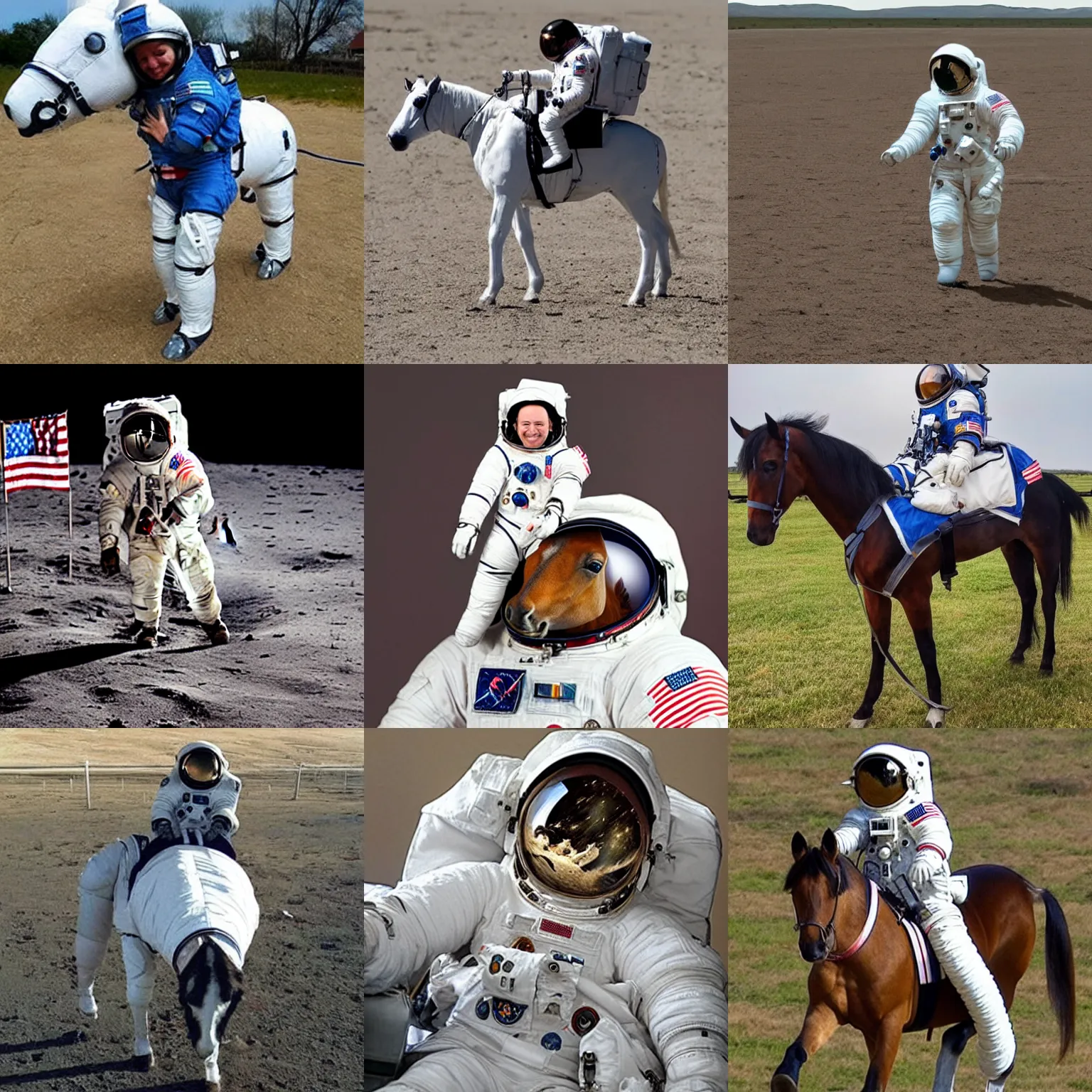 Prompt: astronaut carries little horse on his spine