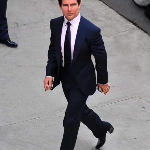 Prompt: tom cruise wearing a suit and wearing stunning pink high heel shoes