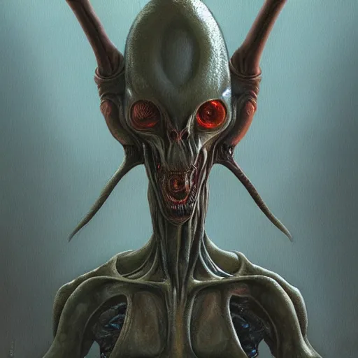 Image similar to aliens from the second edition of barlowe's guide to extraterrestrials, highly detailed, photorealistic, artstation, highly detailed, oil painting, dramatic lighting, award - winning, accurate anatomy