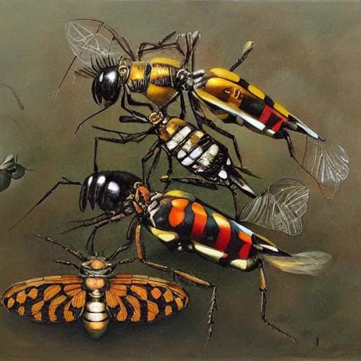 Image similar to a painting of insects by jean - pierre arboleda.