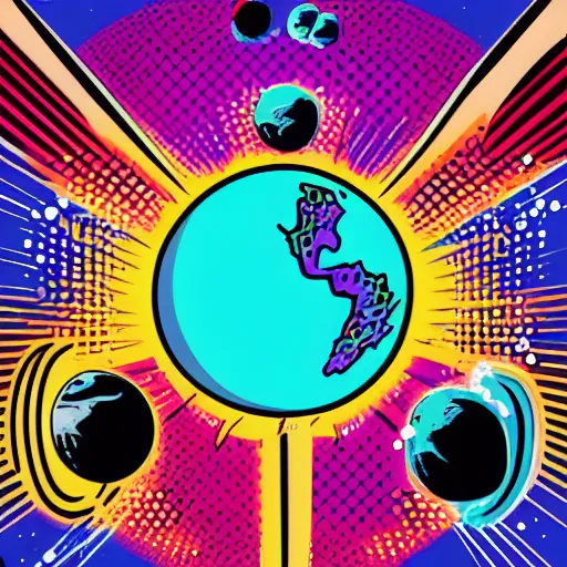 Image similar to 2 planet collapse particle fusion element macro cosmic art by butcher billy, sticker, colorful, illustration, highly detailed, simple, smooth and clean vector curves, no jagged lines, vector art, smooth andy warhol style