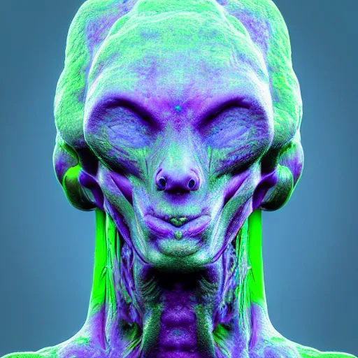 Prompt: a beautiful portrait of a mycelium alien, vivid colours, rendered in blender, by piter pol rubens