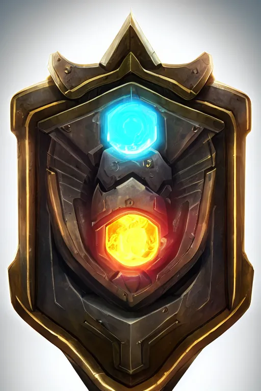 Image similar to shield fantasy epic legends game icon stylized digital illustration radiating a glowing aura global illumination ray tracing hdr fanart arstation by ian pesty and katarzyna da „ bek - chmiel