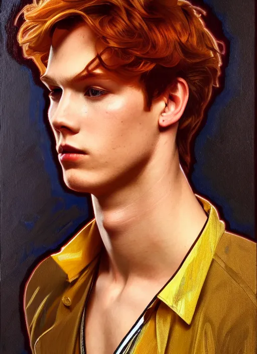 Prompt: oil portrait of jason blossom, intricate, elegant, highly detailed, lighting, painting, artstation, smooth, illustration, art by greg rutowski and alphonse mucha