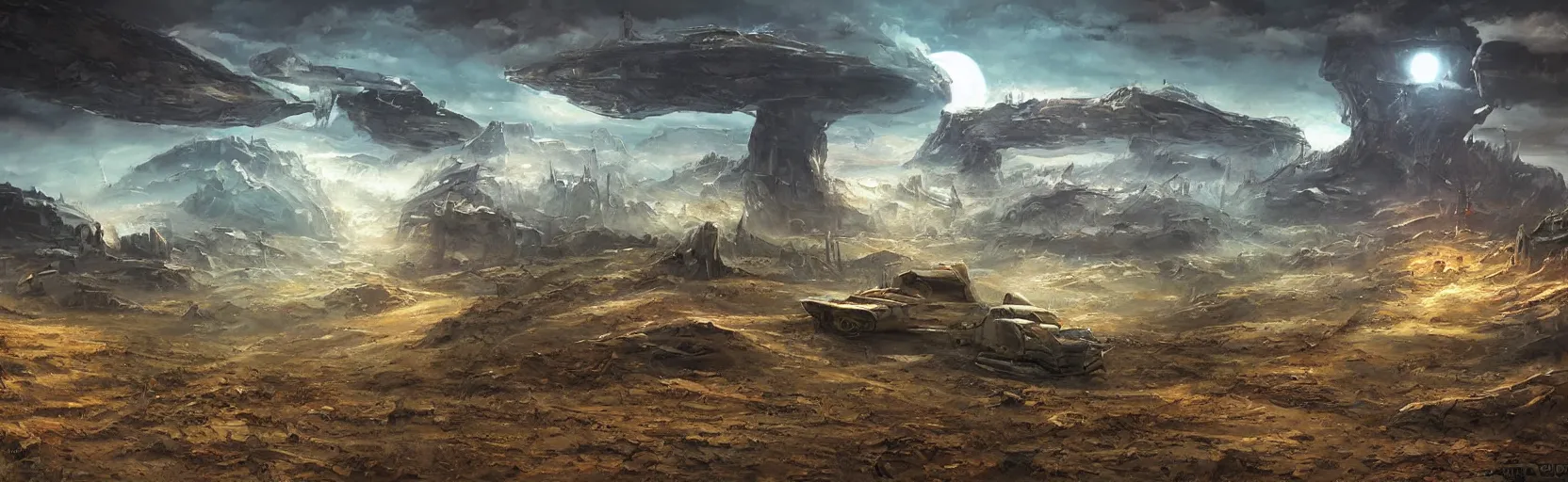 Image similar to retro sci-fi landscape by Rudolph Belarski