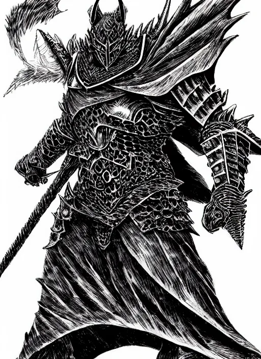 Image similar to demon wolf armored knight by kentaro miura