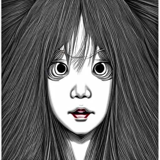 Prompt: sadako, scary face, fiction, pop art, stability, intricate, elegant, 8 k, uhd, justify, artstation, concept art, matte, sharp focus, illustration, consistent, highly detailed object content, proportional object content