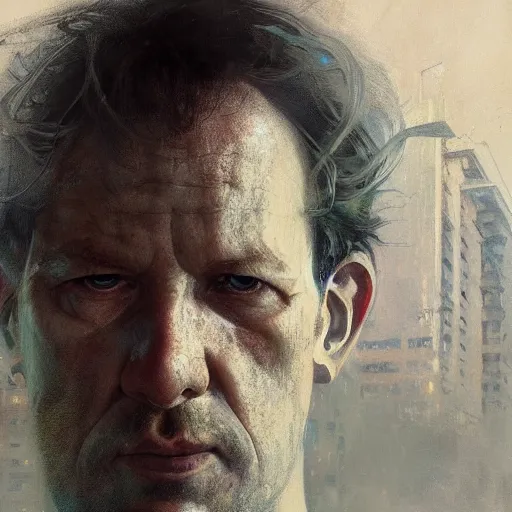 Image similar to werner hertzog, hyperrealistic portrait, bladerunner street, art of elysium by jeremy mann and alphonse mucha, fantasy art, photo realistic, dynamic lighting, artstation, poster, volumetric lighting, very detailed face, 4 k, award winning