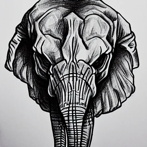 a black pen sketch of a skull in a desert, beginner,, Stable Diffusion