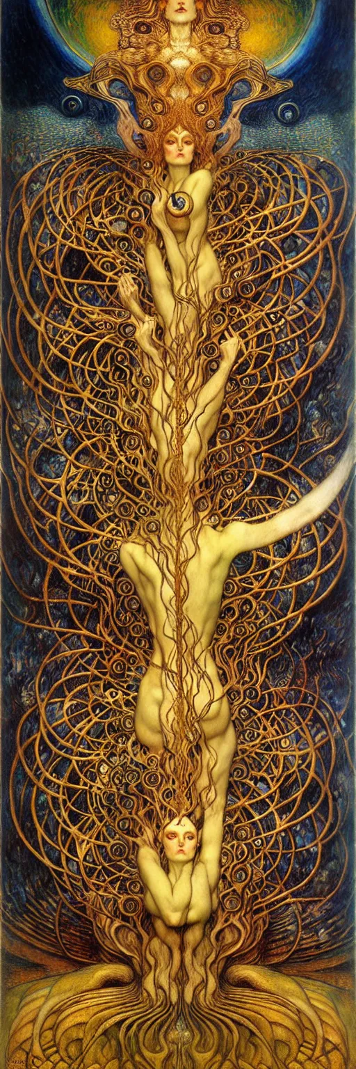 Image similar to Divine Chaos Engine by Karol Bak, Jean Delville, William Blake, Gustav Klimt, and Vincent Van Gogh, symbolist, visionary