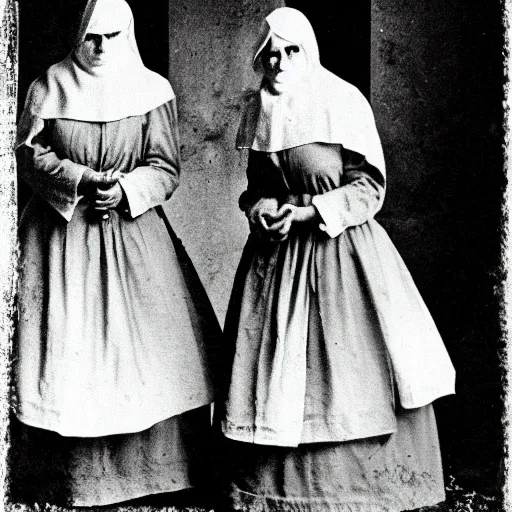 Image similar to nuns at a asylum, creepy, 1 8 0 0 s