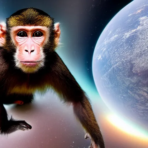 Image similar to high quality photo of a monkey astronaut