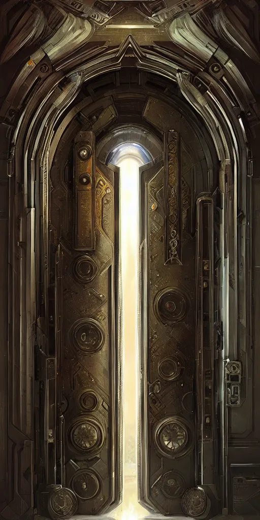 Image similar to hyper realistic ornate sci - fi double door by darek zabrocki