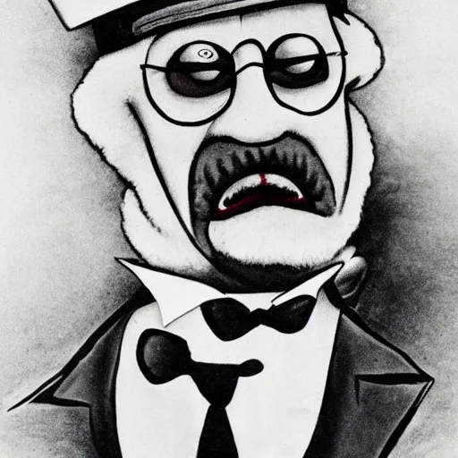 Image similar to deranged and angry colonel sanders, portrait, intense emotion, high detail,