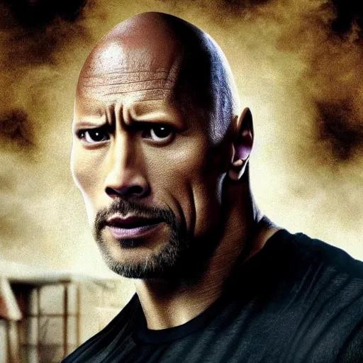 Image similar to Dwayne Johnson in a rob zombie film 4k quality super realistic
