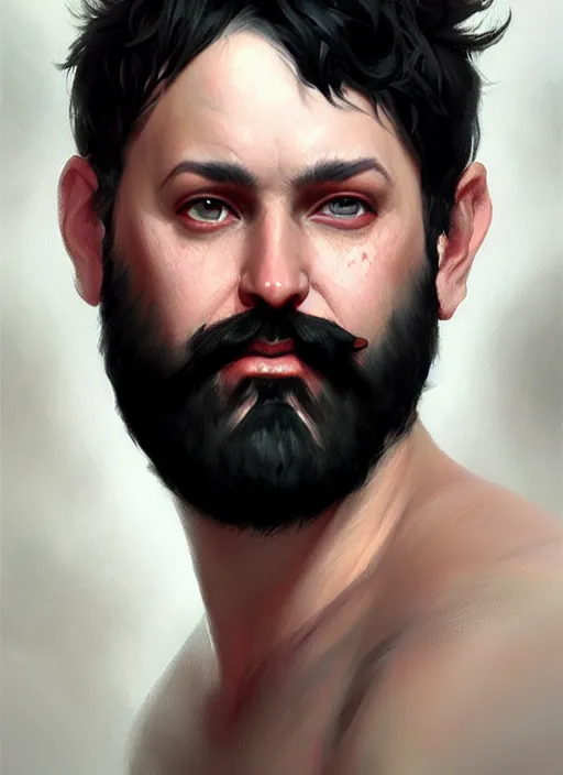 Image similar to a _ fantasy _ style _ portrait _ painting _ of white male short black hair chubby disconnected beard, rpg dnd oil _ painting _ unreal _ 5 _ daz. _ rpg _ portrait _ extremely _ detailed _ artgerm _ greg _ rutkowski _ greg