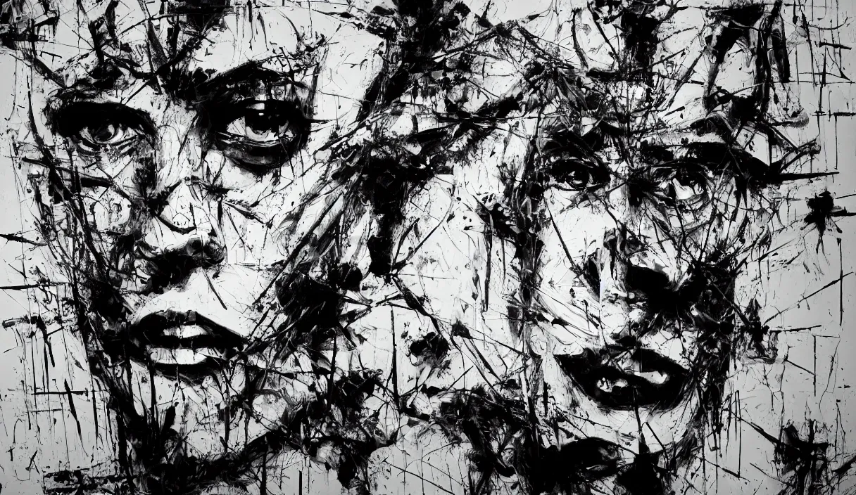 Image similar to abstract expressionism black and white artwork black lines 3 d sculpture painting highly detailed high quality by jackson pollock by russ mills 8 k