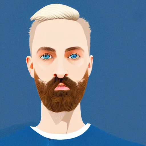 Image similar to A portrait of a british man, digital painting man with short blond hair and a short blond beard, blue eyes, pale skin, English heritage, digital art, cartoon, mid-shot, 8k