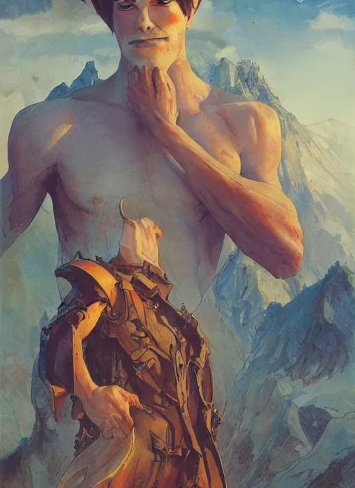 Prompt: a portrait of a male character, nostrils nostrils nostrils, in a scenic environment by Ross Tran and by Jesper Ejsing and by Mikalojus Konstantinas Ciurlionis