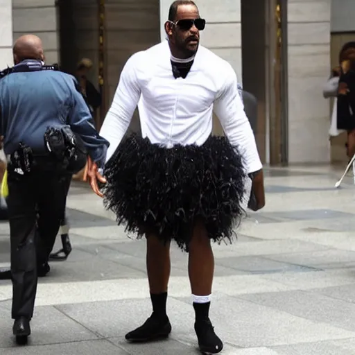 Prompt: r kelly wearing a tutu in court