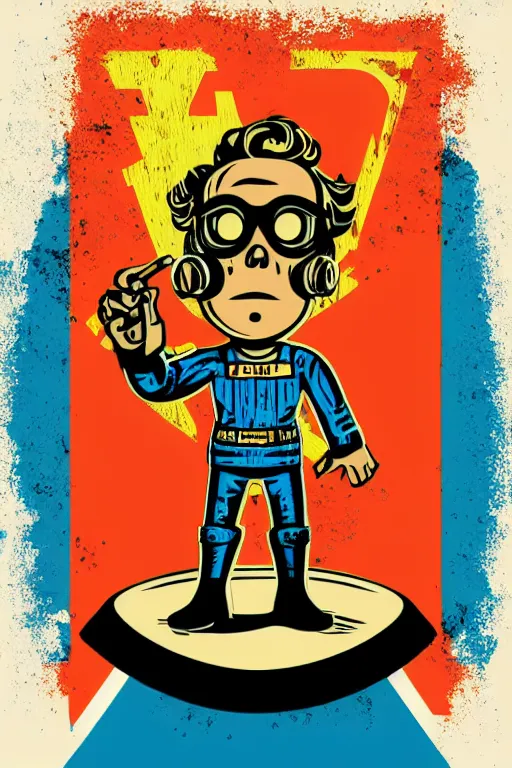 Image similar to fallout 7 6 retro futurist illustration art by butcher billy, sticker, colorful, illustration, highly detailed, simple, smooth and clean vector curves, no jagged lines, vector art, smooth andy warhol style