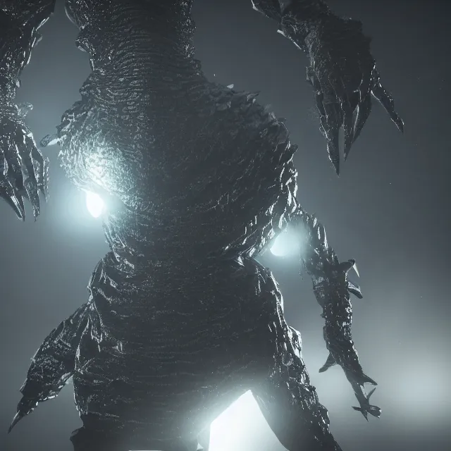 Prompt: balenciaga fashion monster reimagined as a boss in dark souls, dark cinematic, volumetric, realistic, cinematic lighting, ray tracing, unreal engine 5, unreal engine render, octane render, hyper realistic, photo, 8 k