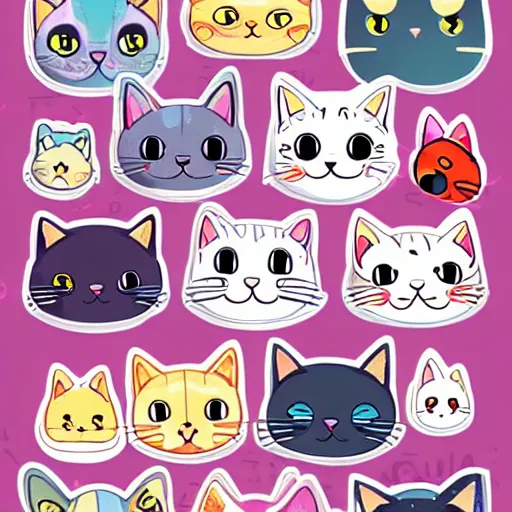 Image similar to Kawaii Cat in the style of redbubble stickers, art by artgerm