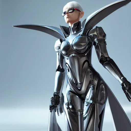 Image similar to futuristic angel wearing high tech armor, bayonetta, rendered in unreal engine, ultra realistic, 4k