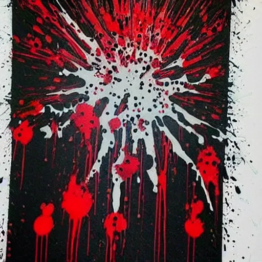 Image similar to blood splatter painting, beautiful, epic