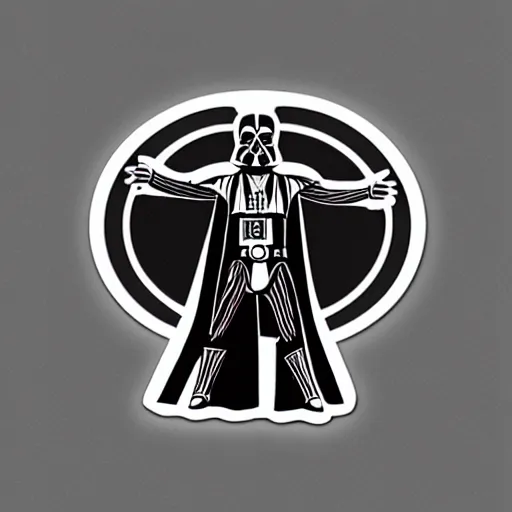 Prompt: a sticker illustration of darth vader with abs