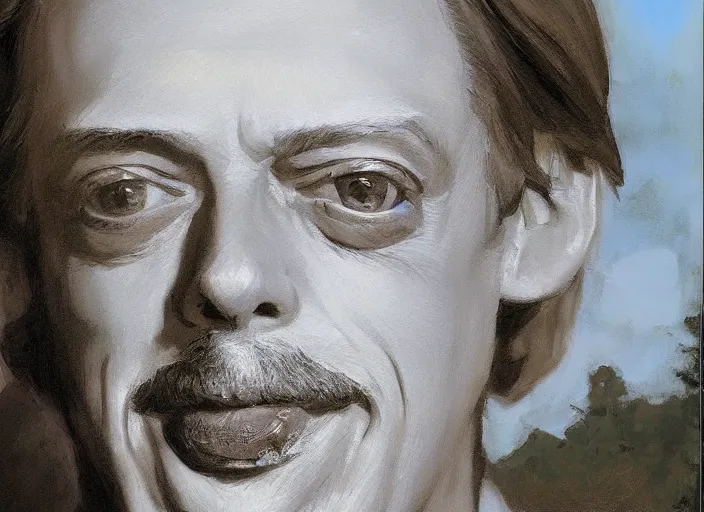 Image similar to a highly detailed beautiful portrait of the face of steve buscemi carved in a stone mountain, by gregory manchess, james gurney, james jean. wide landscape.
