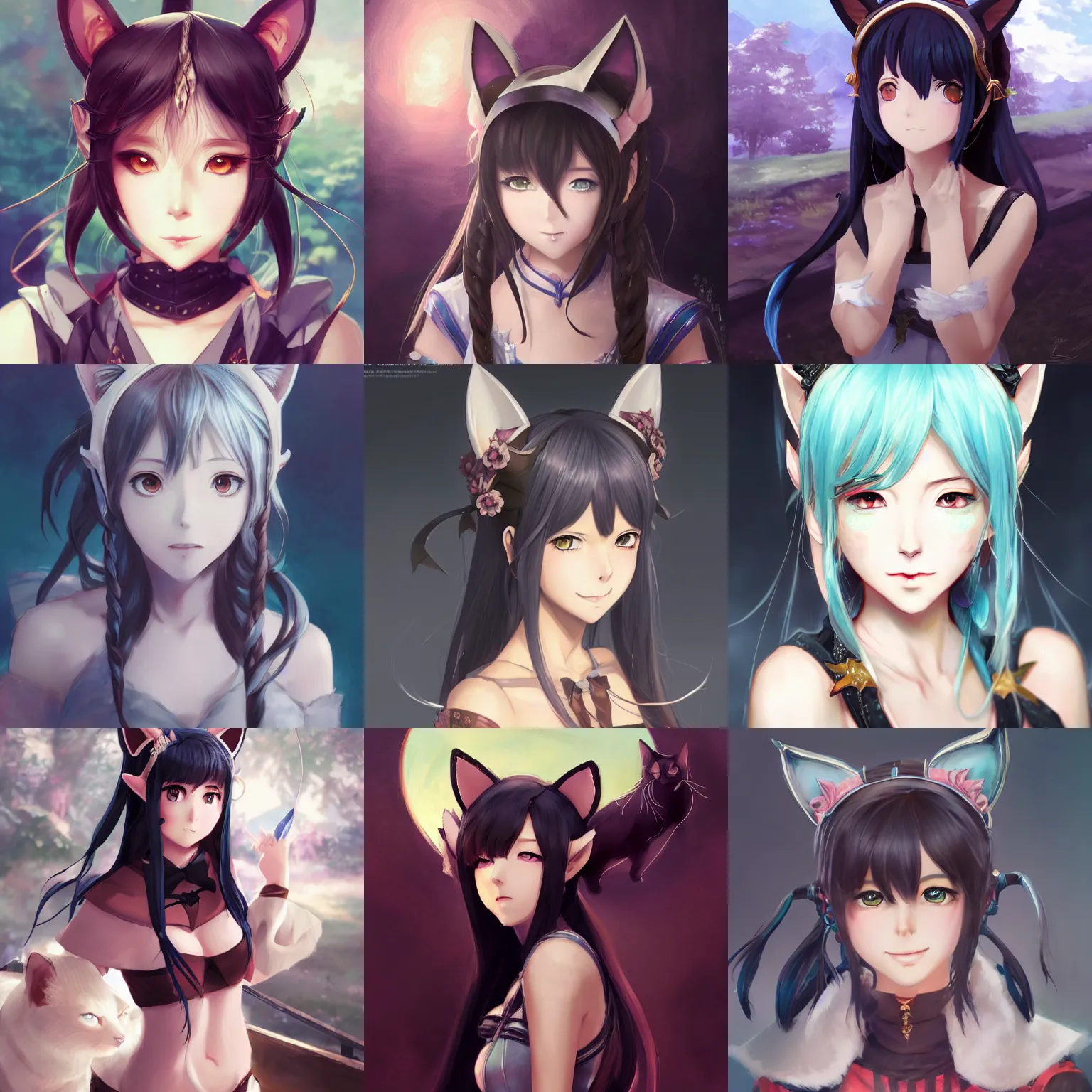 Prompt: An anime portrait of Ssunbiki as a beautiful woman with cat ears from Skyrim, by Stanley Artgerm Lau, WLOP, Rossdraws, James Jean, Andrei Riabovitchev, Marc Simonetti, and Sakimichan, trending on artstation