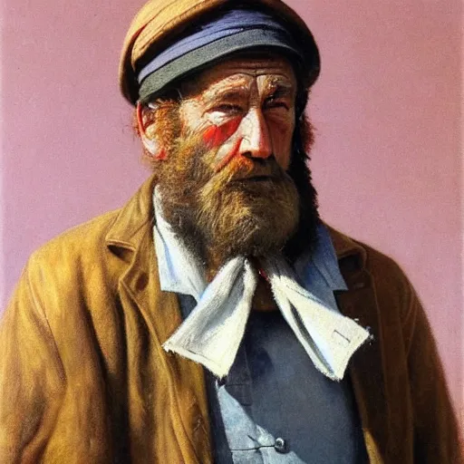 Image similar to painting of sailor hobo hyperrealism vasily vereshchagin