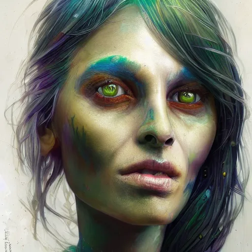 Prompt: a beatiful painting of portrait, rango the lizard, cyberpunk, by Mizuri AU and Soufiane Idrassi and BONDARTS and Tomasz Alen Kopera and Klaus Wittmann and Deathburger and Daniel Romanovsky and Aku, trending on artststion