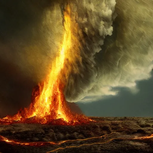 Image similar to pineapples on fire in a tornado matte painting, highly detailed