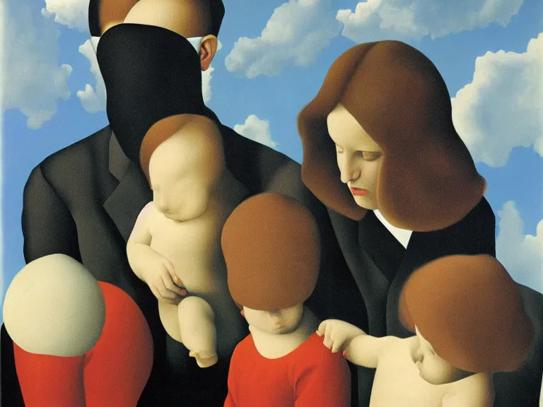 Prompt: mother, painting by rene magritte, high detail, high resolution