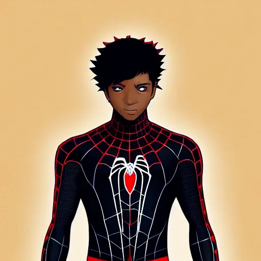 Image similar to portrait of miles morales, anime fantasy illustration by tomoyuki yamasaki, kyoto studio, madhouse, ufotable, trending on artstation