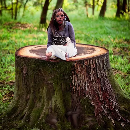 Image similar to a mocha, sitting on a tree stump, flikr photography