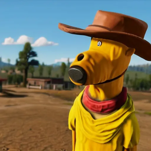 Prompt: mr. peanut butter from bojack horseman in red dead redemption 2, insanely detailed