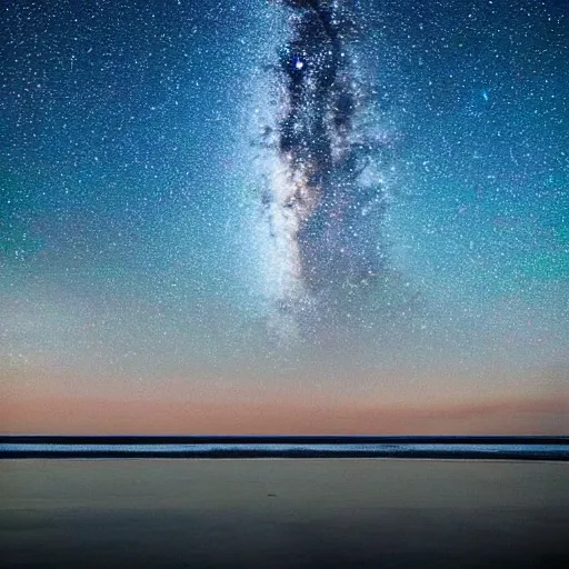 Image similar to the ocean, midnight, the milk way in the sky.