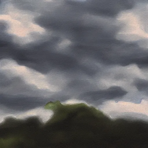 Image similar to “small town cloudy sky realistic panting”